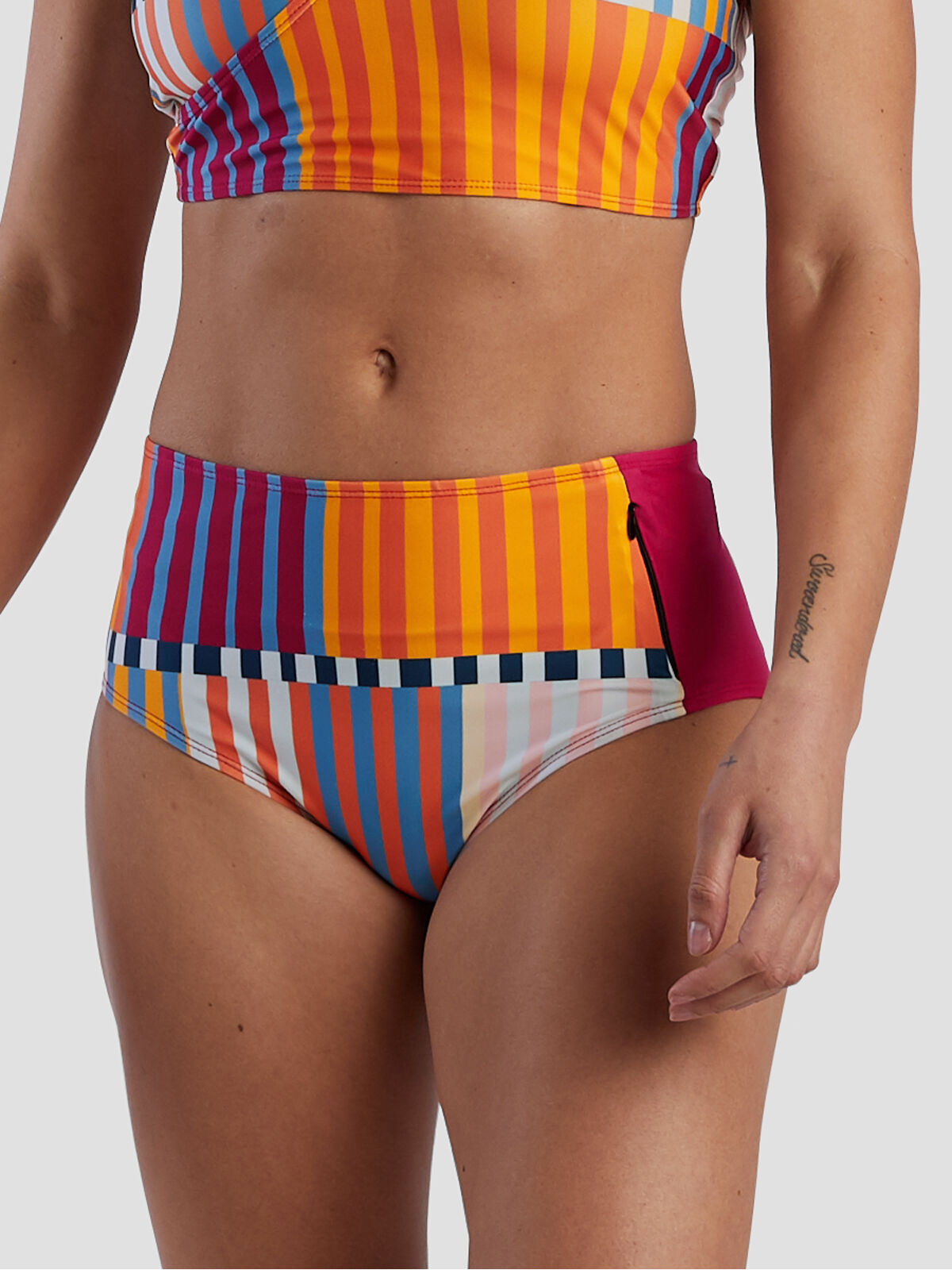 Zip Pocket High Waisted Bikini Bottom - Ibiza